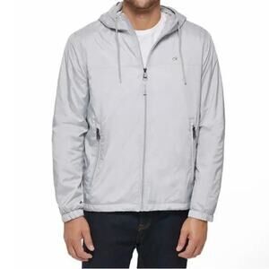 New! Calvin Klein Men's Fleece Lined Lightweight Windbreaker Hooded Jacket
